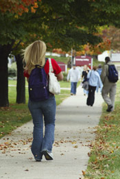 students walking